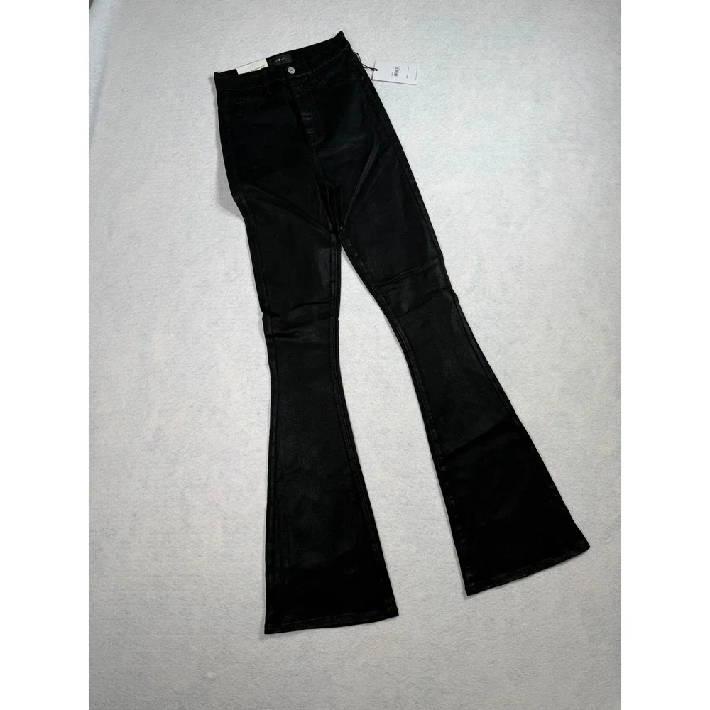 7 For All Mankind Womens jeans High Rise Coated Slim Bootcut Black Size 24 x 34